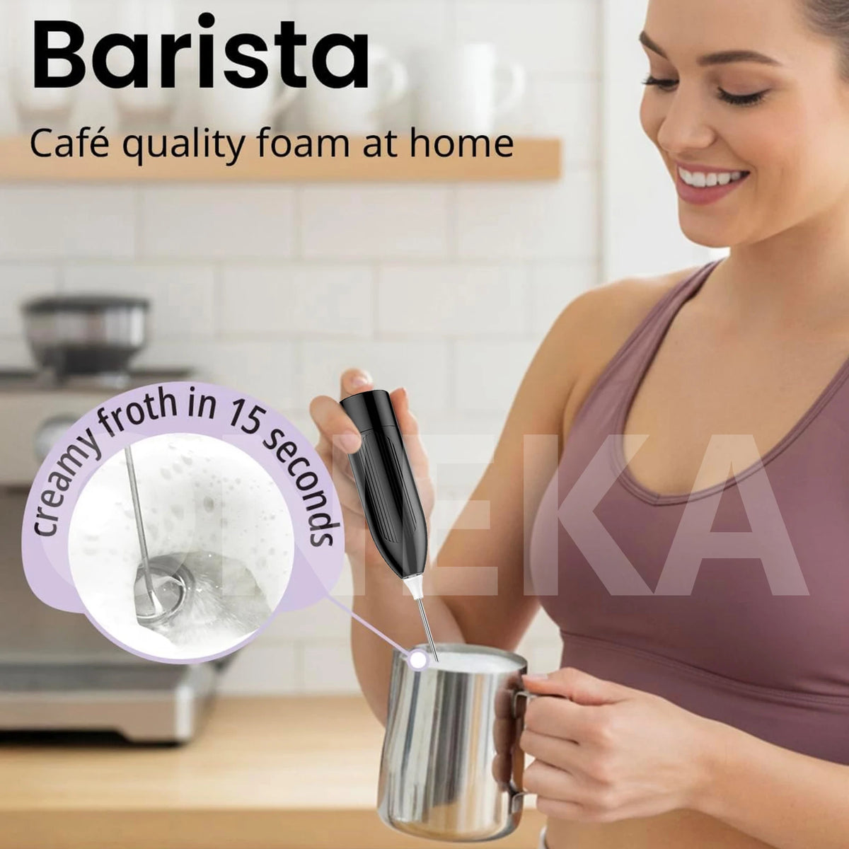 ONEKA Handheld Milk Frother Wand – Battery Operated Mixer Milk Frother Wand Axl