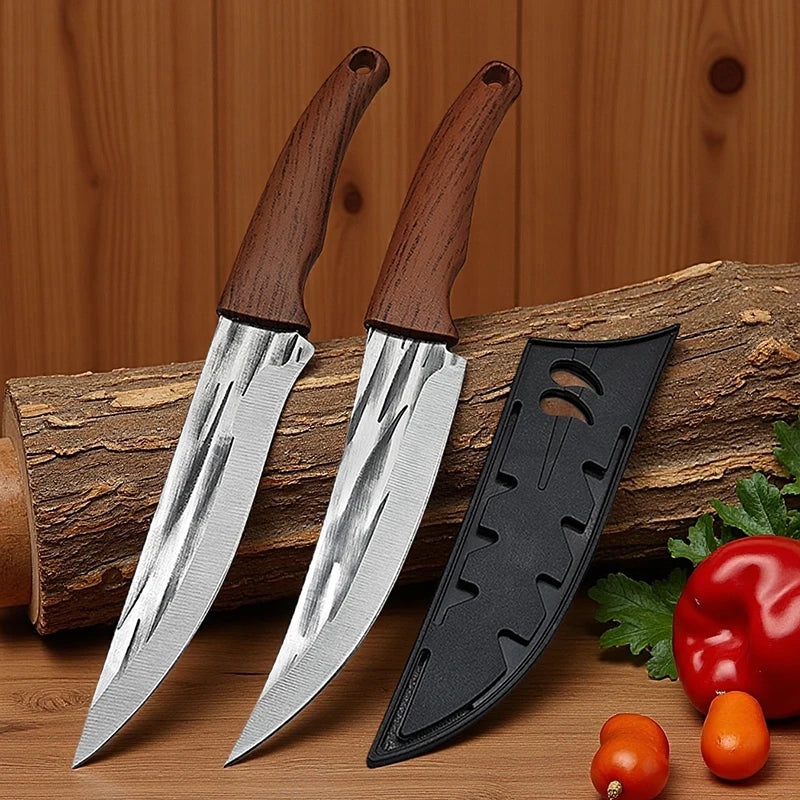 Stainless Steel Boning Knife with Sheath – Meat, Fish & BBQ Boning Knife Axl