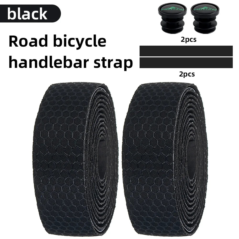 Road Bike Handlebar Tape – Honeycomb Silicone EVA Anti-Slip Wrap Bike Handlebar Tape Axl Black