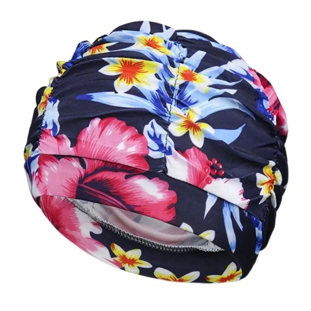Printed Fabric Oversized Swimming Cap – Quick-Dry, Breathable Swim Cap Axl tibetan blue red
