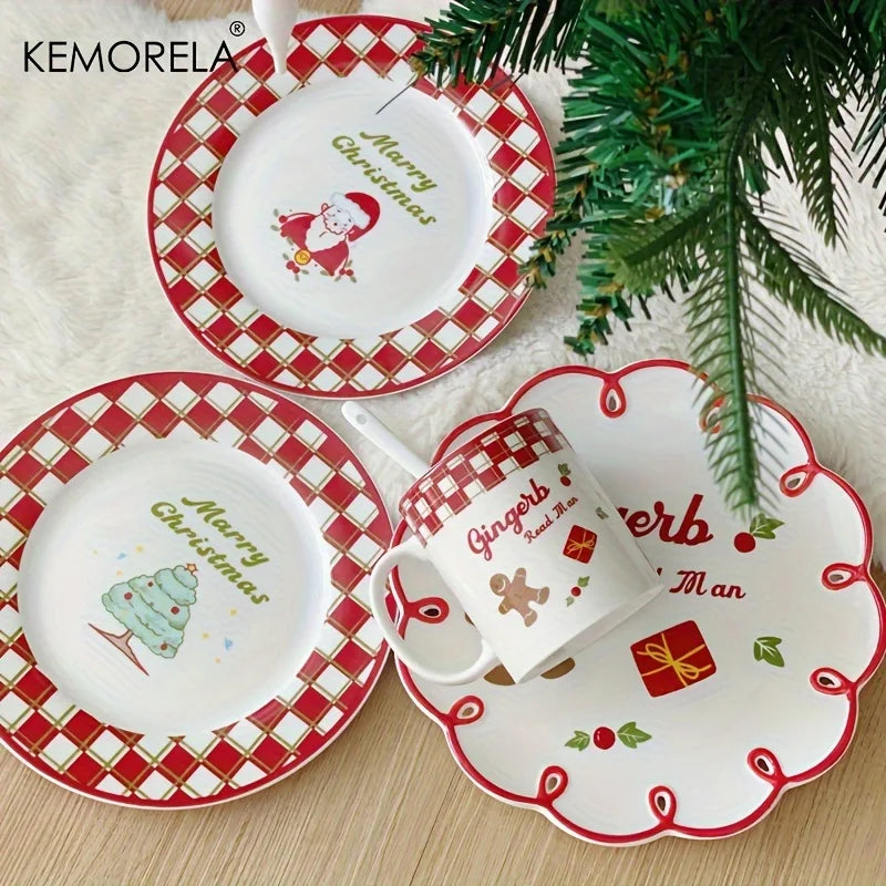 Christmas Ceramic Plate & Cups Set – Festive Serving Platter Ceramic Serving Set Axl