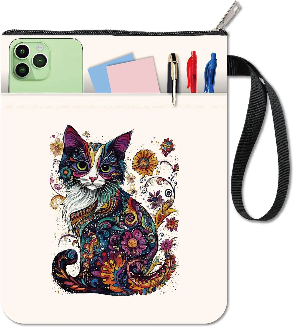 Cat Book Sleeve 11x8.7" – Washable Fabric Cover with Zipper Pocket Fabric Book Cover Axl AECH04-14803