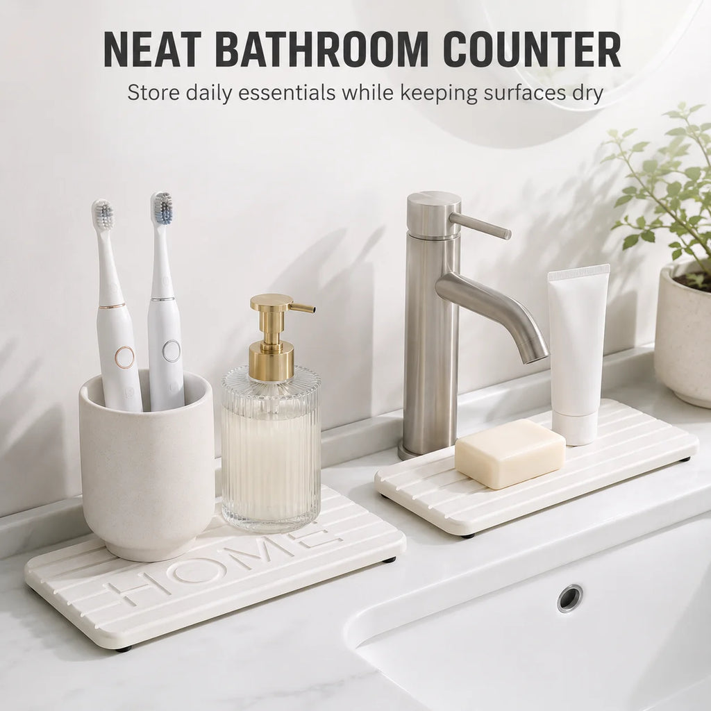 2-Piece Diatomaceous Earth Drying Mat & Sink Tray Organizer Stone Drying Mat Axl