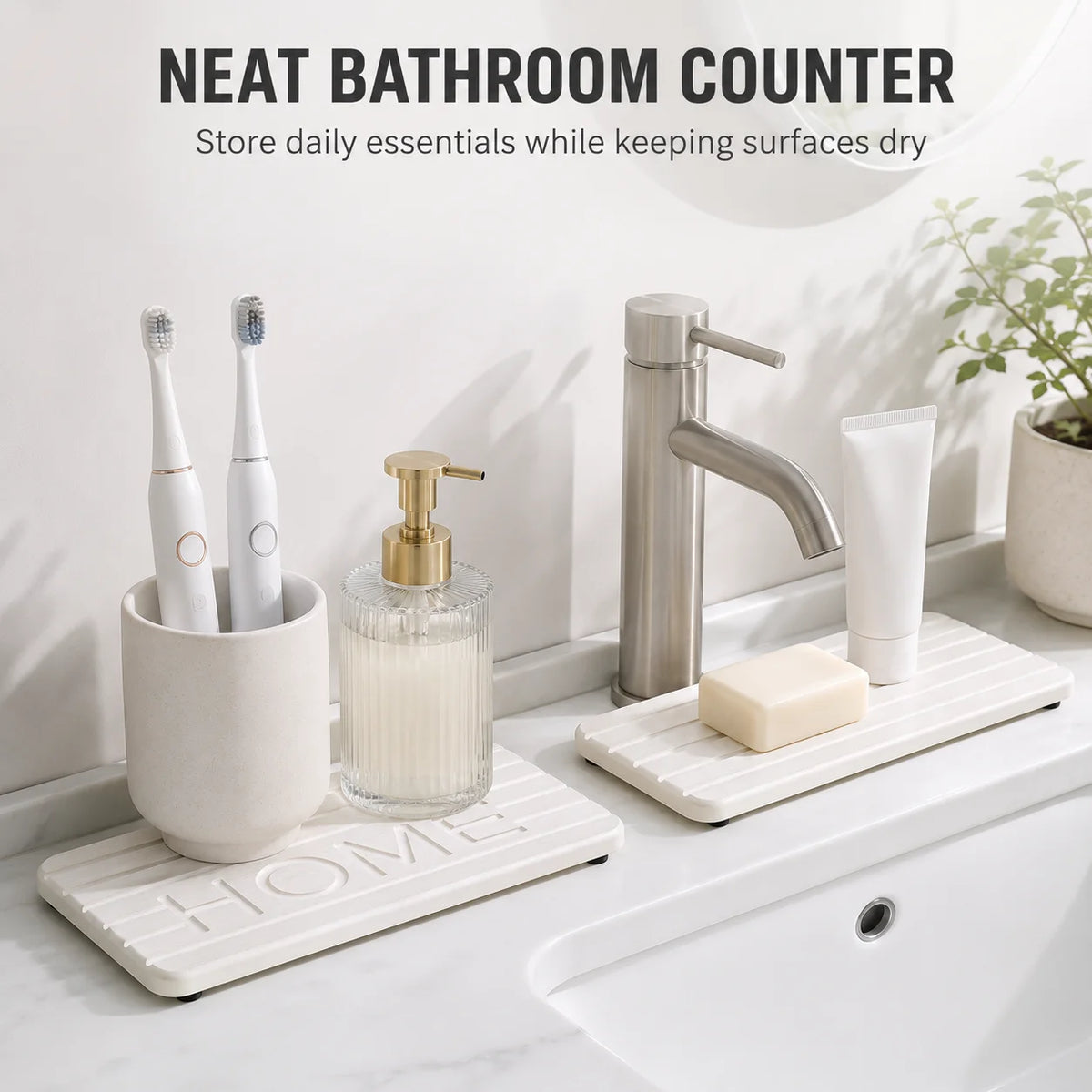 2-Piece Diatomaceous Earth Drying Mat & Sink Tray Organizer Stone Drying Mat Axl