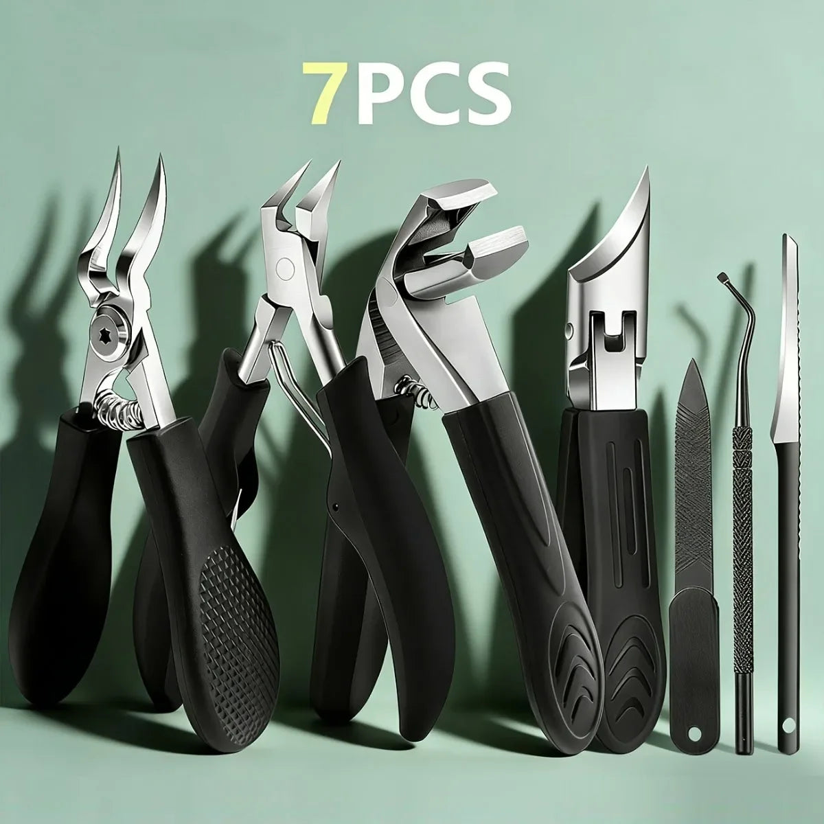 Podiatrist Nail Care Set – Heavy Duty Stainless Steel Clippers Nail Care Set Axl 7pcs