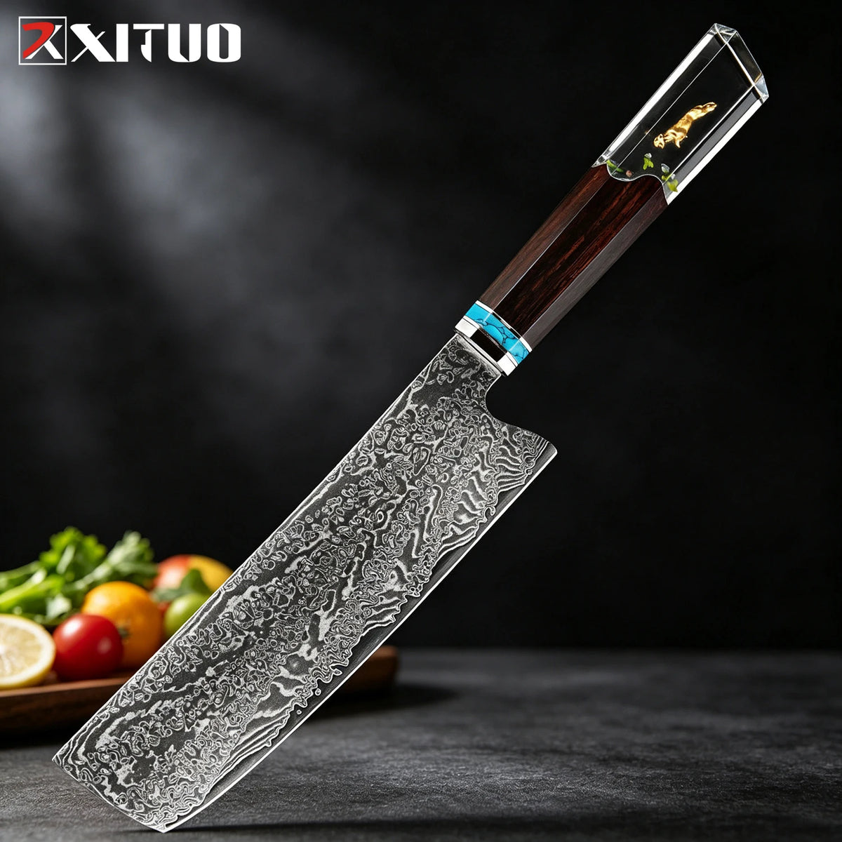 XITUO 8-Pc Damascus Steel Chef Knife Set | Resin Handle