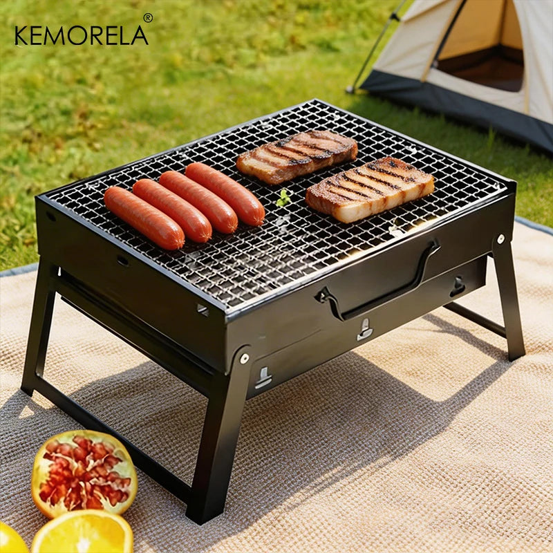 KEMORELA Portable Charcoal BBQ Grill – Mini Stainless Steel Portable Charcoal Grill Axl