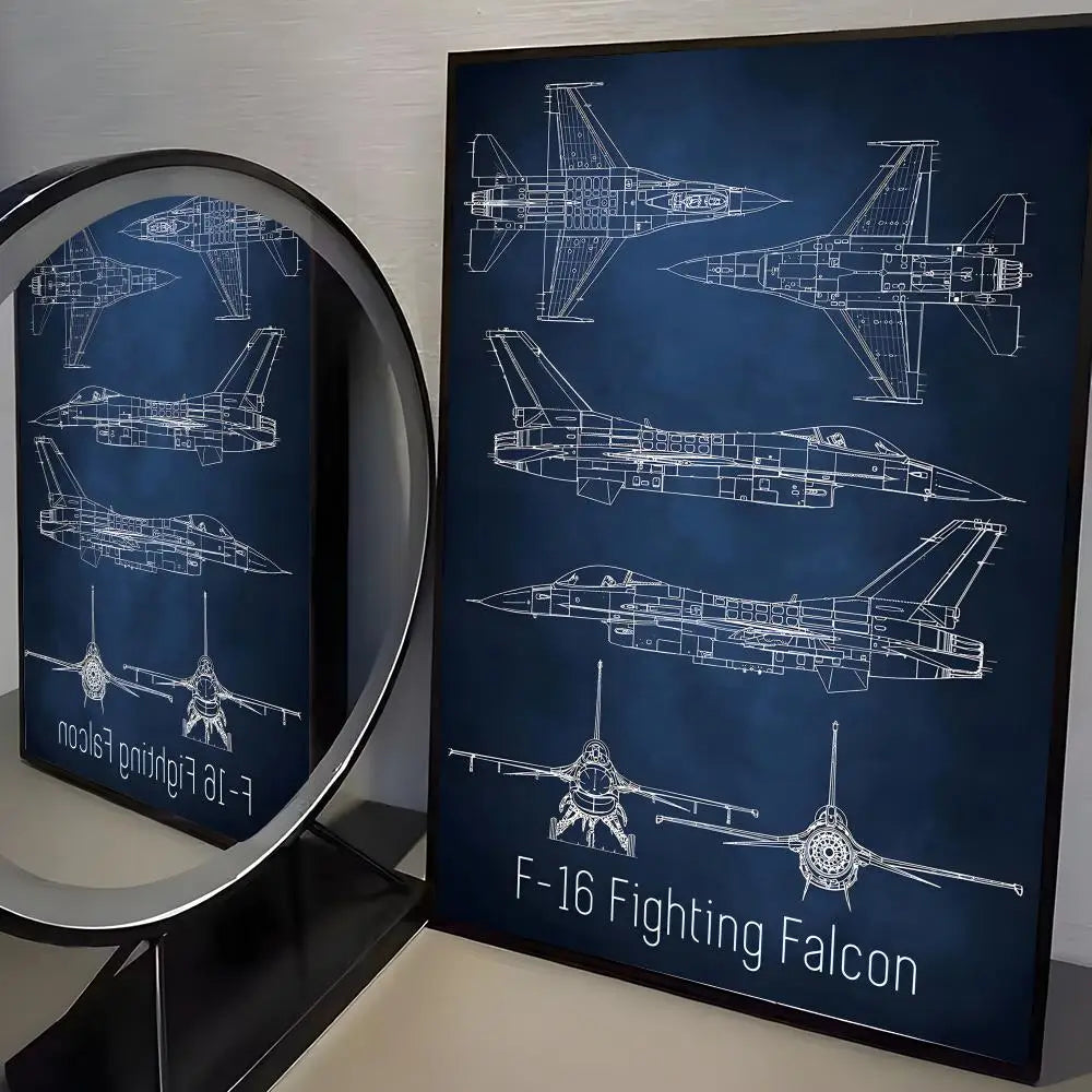 F-16 F-22 F-35 Fighter Jet Wall Poster Sticker | HD Art Decor Wall Art Sticker Axl Black11 50X70cmNoframe