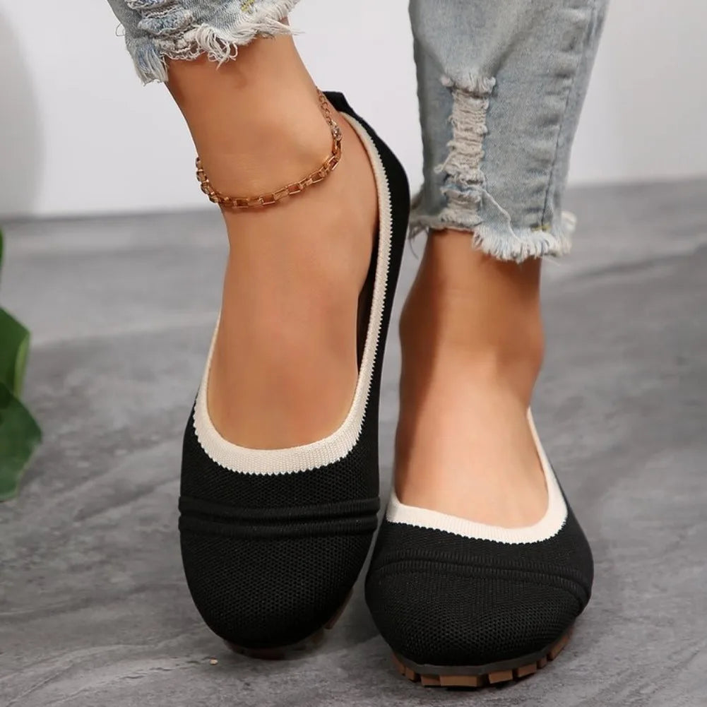 Women's Knitted Ballet Flat Loafers – Breathable Slip-On Shoes Ballet Flat Loafers Axl