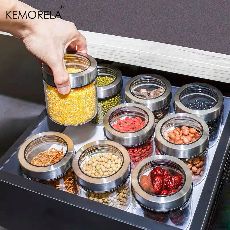 KEMORELA Glass Airtight Storage Jar – Coffee, Cereal & Snacks Glass Storage Jar Axl