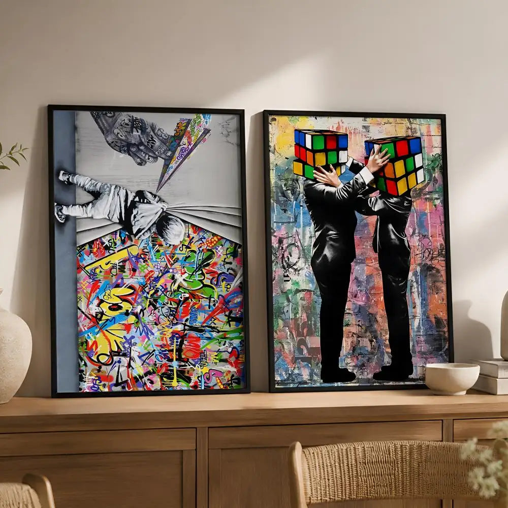 Banksy-Style Peel & Stick Wall Poster – Waterproof PVC HD Art Peel & Stick Poster Axl