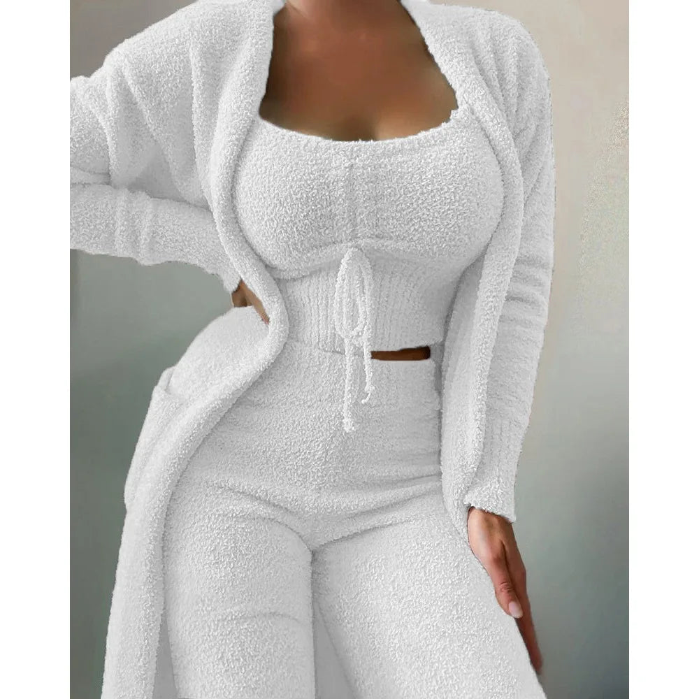 Women's Fluffy Winter Pajama Set 3-Piece Plus Size S–3XL Women's Pajama Set Axl