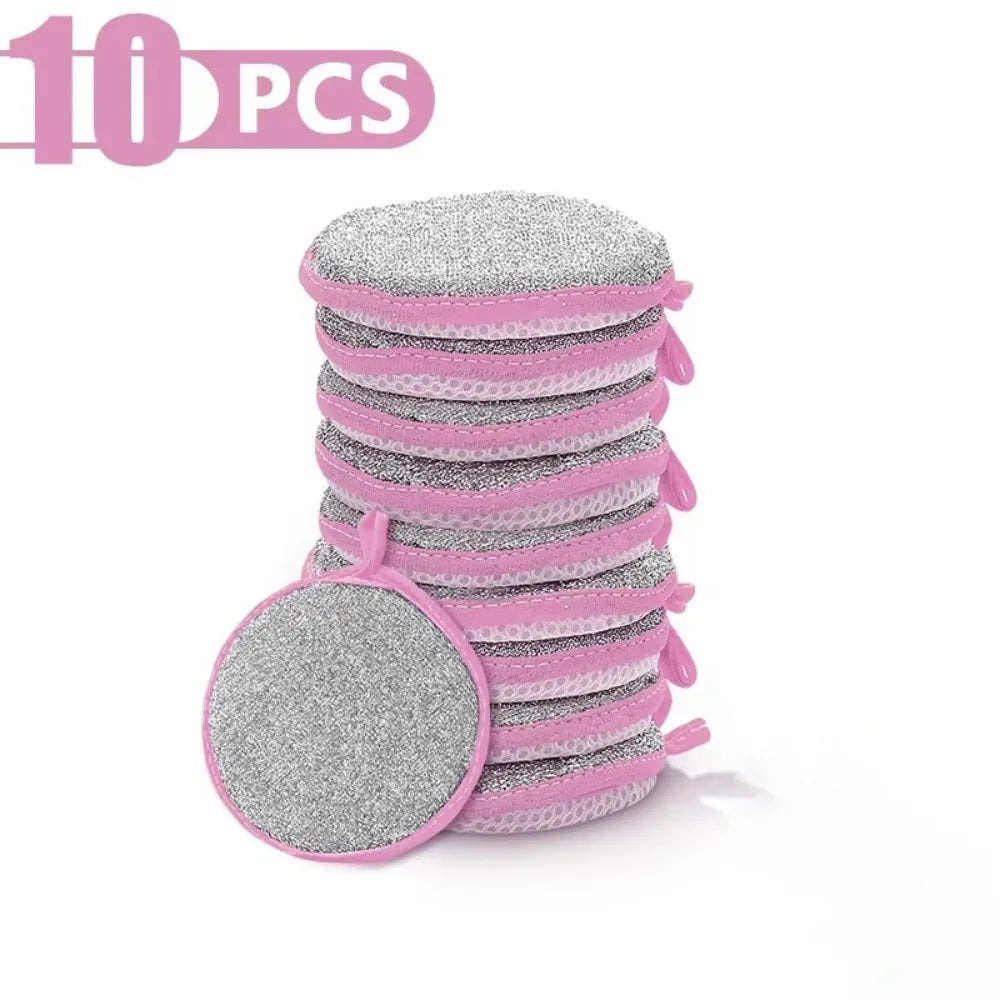 Double-Sided Dishwashing Sponge Scouring Pads | 3/5/10 Pack Kitchen Sponge Pad Axl pink 10pcs