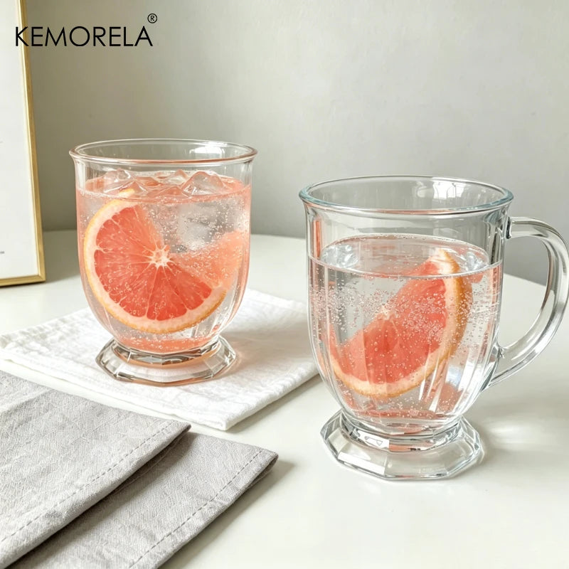 KEMORELA Retro Glass Mug with Handle – 480/700ml Large Cup Glass Mug Axl