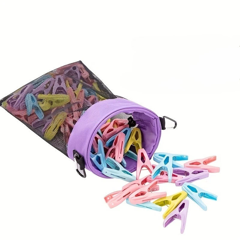 Hanging Mesh Clothes Peg Bag – Drawstring Storage Organizer Laundry Storage Bag Axl