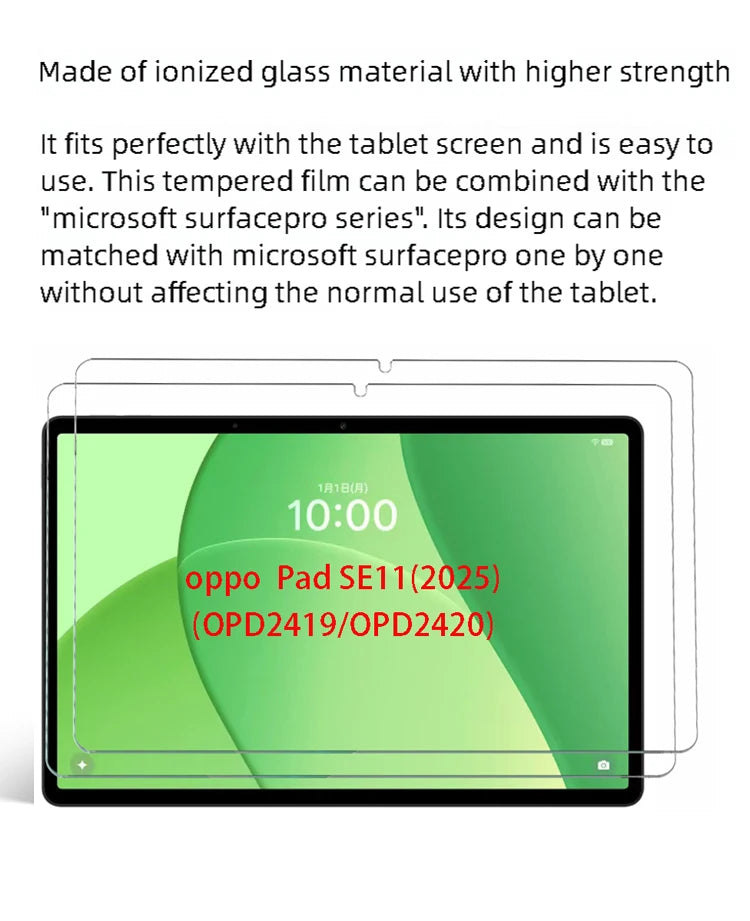 2-Pack Tempered Glass Screen Protector – OPPO Pad2/Pad3/Air2/Se11 Tablet Screen Protector Axl