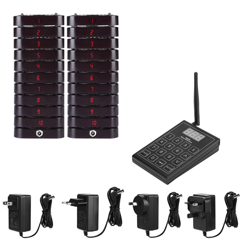 Wireless Restaurant Pager System | 999 Channels, 10–20 Pagers Wireless Pager System Axl