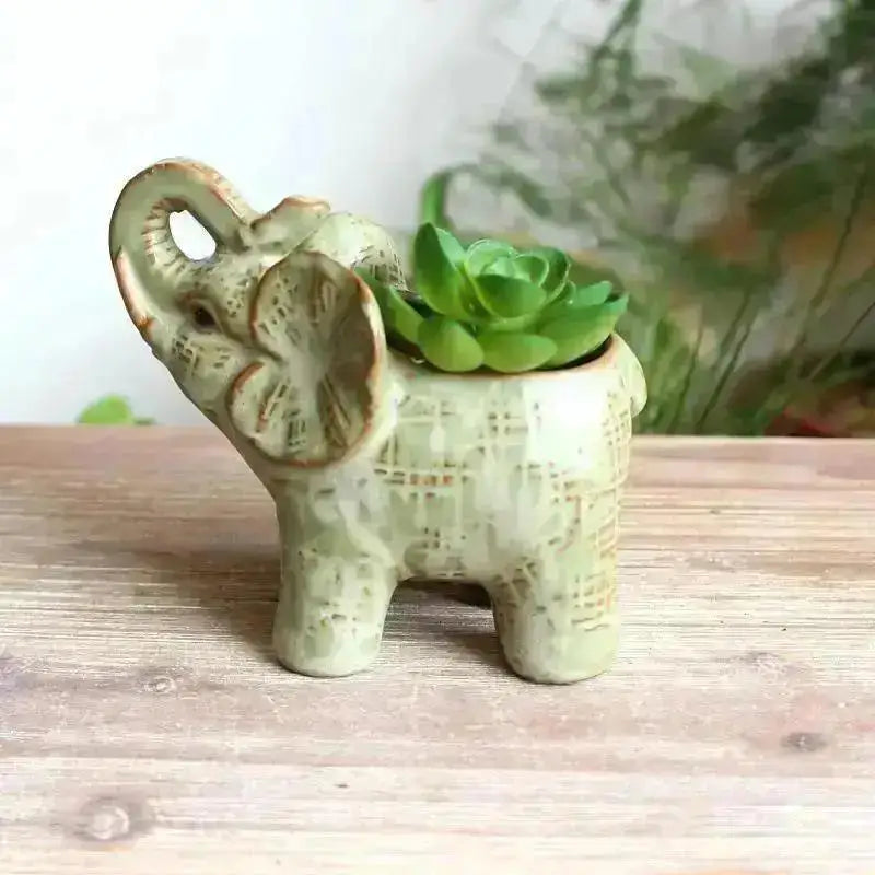 Vintage Ceramic Elephant Succulent Planter | Home Garden Decor Ceramic Succulent Planter Axl B