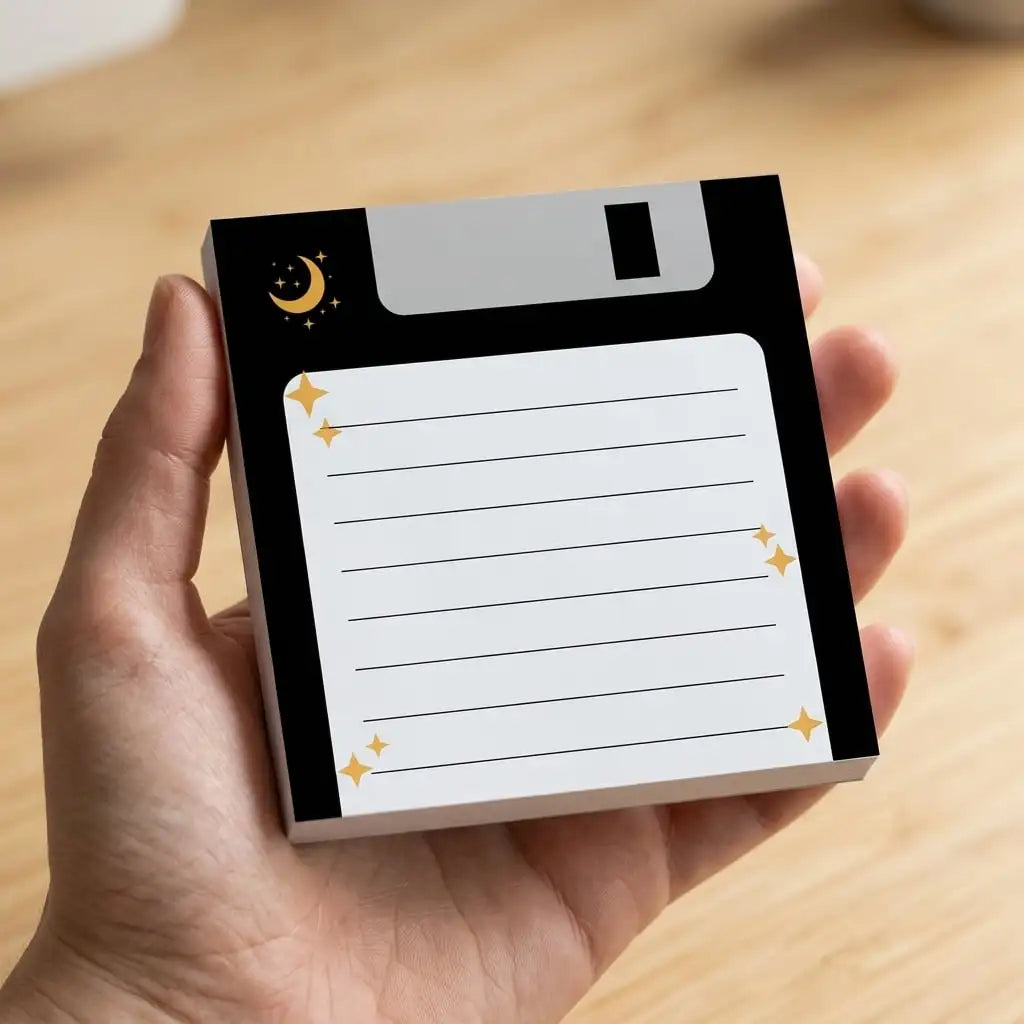 Retro Floppy Disk Sticky Notes 4 Pack – Lined Celestial Notepad Sticky Notes Set Axl