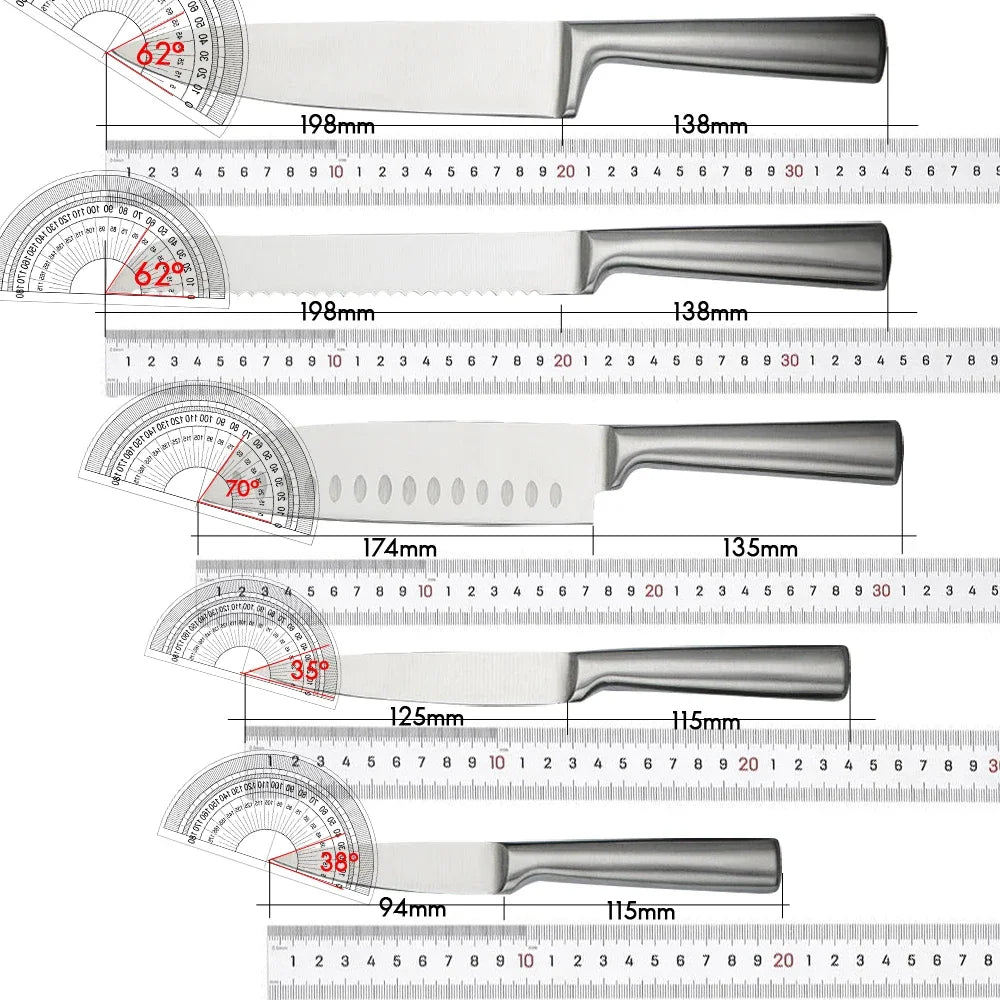 5-Piece Hollow Handle Stainless Steel Chef Knife Set Kitchen Knife Set Axl