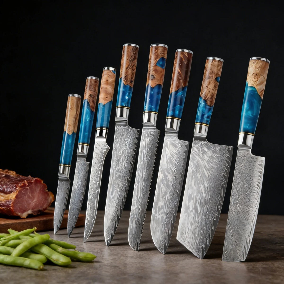 67-Layer Damascus Steel Kitchen Knife Set – Chef & Santoku Kitchen Knife Set Axl