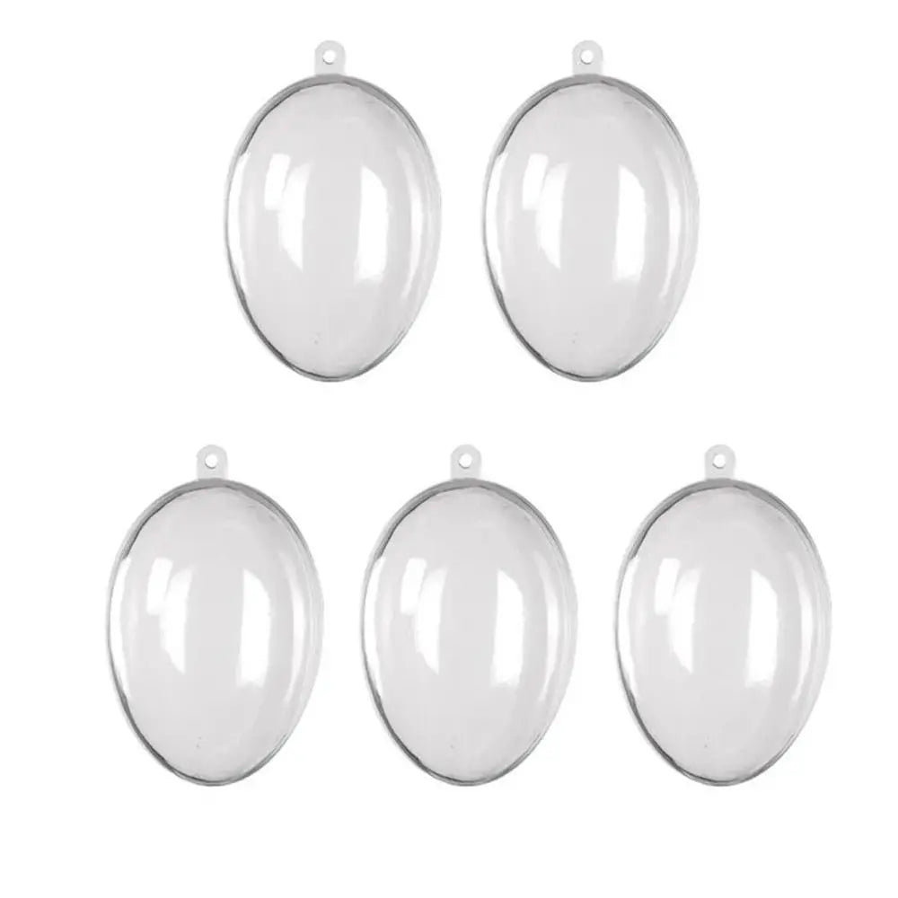 5-Pack Fillable Clear Plastic Easter Eggs – Hanging Party Decor Easter Egg Decorations Axl 10cm