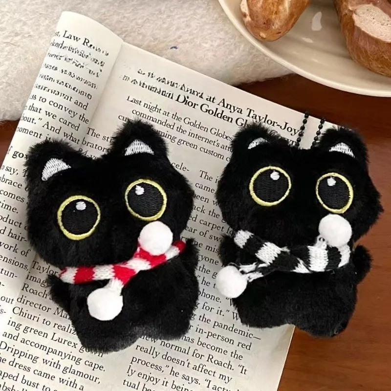 2-Pack Kawaii Plush Black Cat Keychain – Cute Bag Charm Gift Plush Keychain Charm Axl