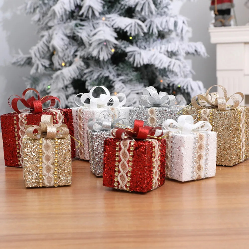 Lace Gift Box Christmas Tree Ornaments – DIY Plastic Pendant Set Christmas Tree Ornament Axl