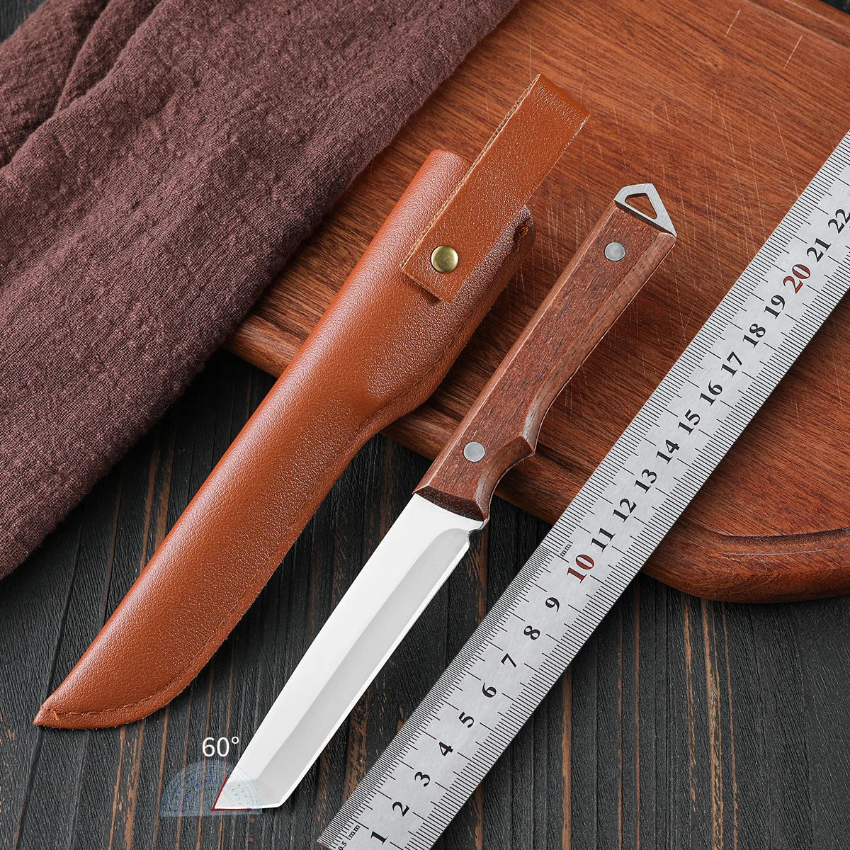 Stainless Steel Kitchen Utility Knife – Wood Handle & Cover Kitchen Utility Knife Axl
