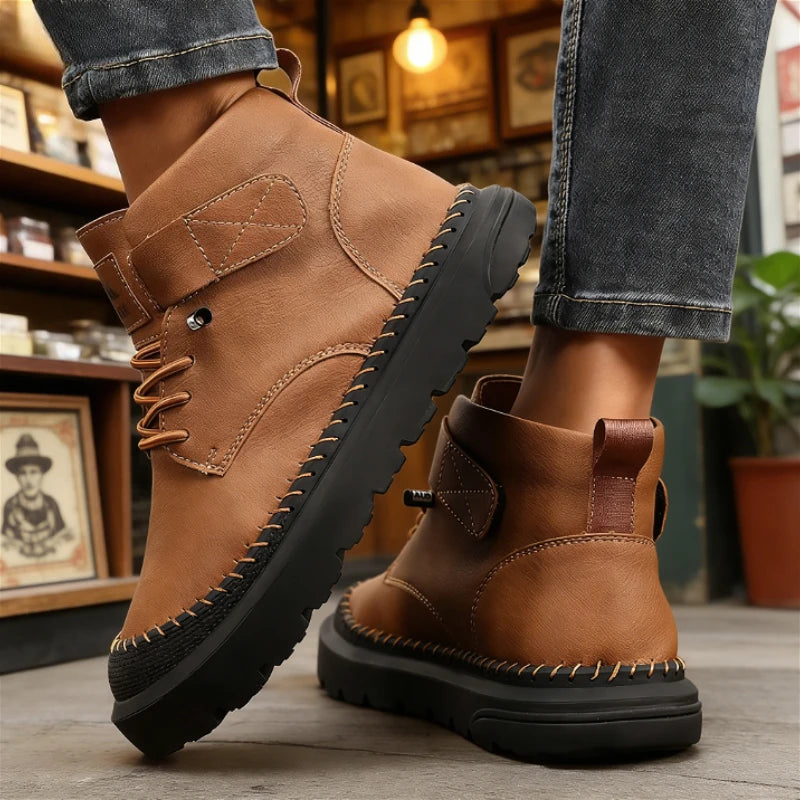 Women's High Top Retro Lace-Up Flat Moccasin Sneakers Flat Moccasin Sneakers Axl 42 Brown