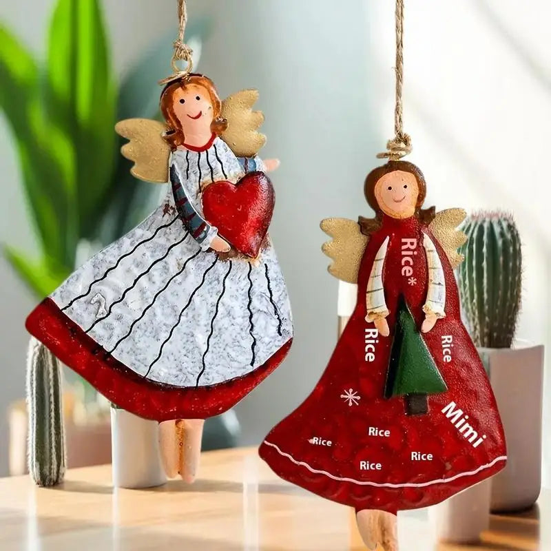 4-Pack Vintage Angel Wooden Christmas Hanging Ornaments Christmas Ornaments Axl