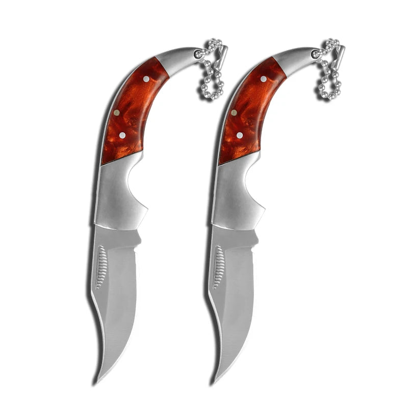 Stainless Steel Folding Pocket Knife – EDC Utility Keychain Folding Pocket Knife Axl 2pcs B