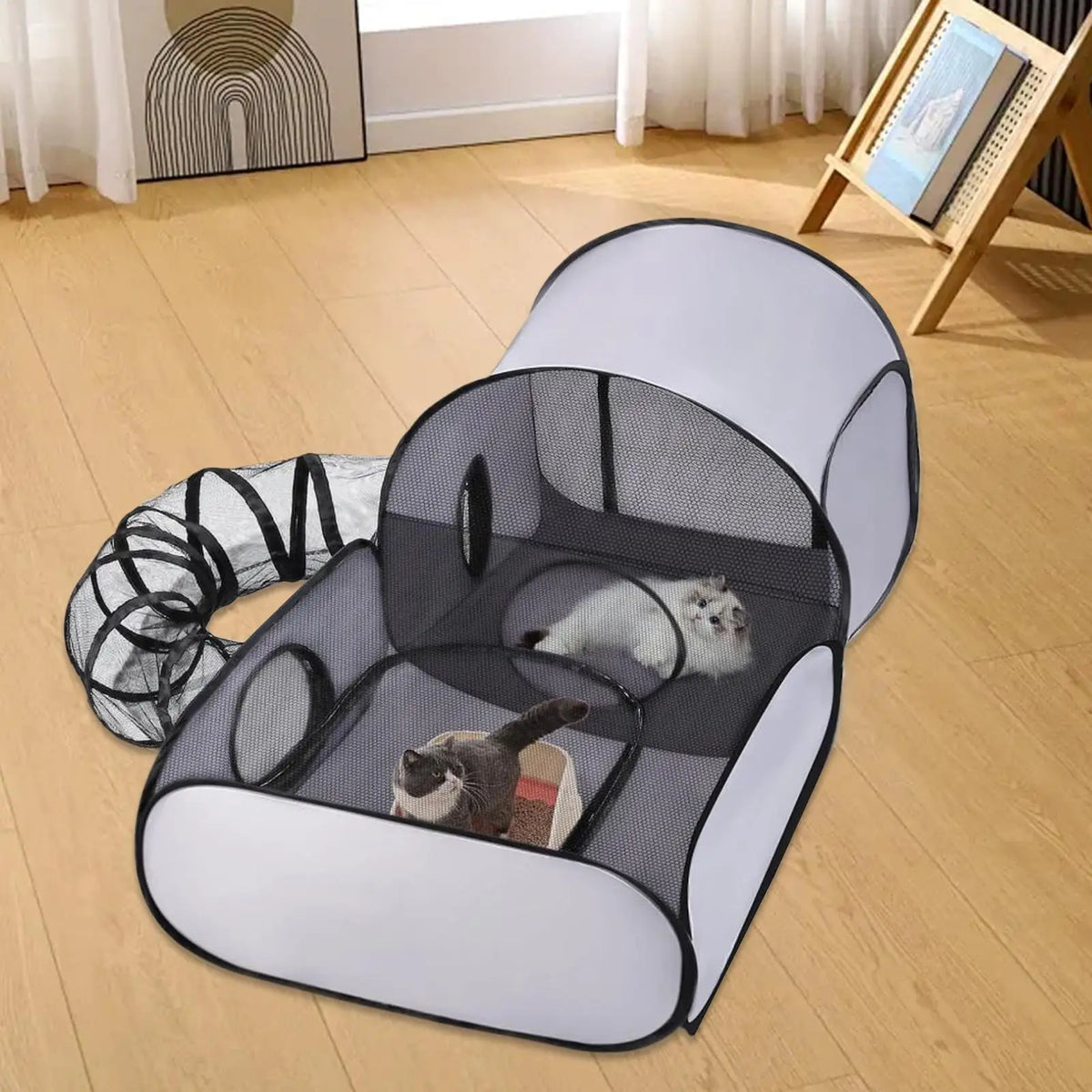 Foldable Cat Play Pen Tent with Tunnel – Indoor & Outdoor Cat Play Pen Axl