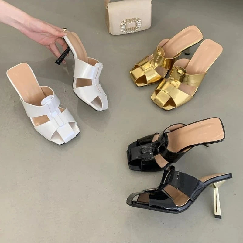 Women's Thin Heel Slide Sandals – Elegant High Heel Summer Shoes High Heel Sandals Axl