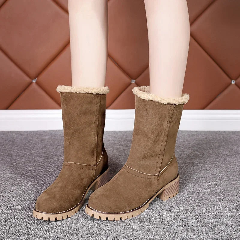 Women's Fur-Lined Snow Boots – Warm Winter Mid-Calf Booties Winter Snow Boots Axl