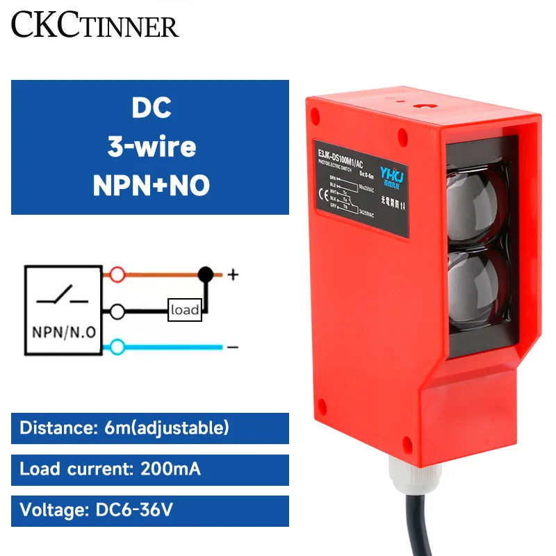 E3JK-DS100 6M Photoelectric Sensor 24V–220V AC/DC Waterproof Photoelectric Sensor Axl NPN DC6-36V NO 3wire