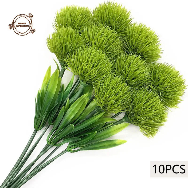 10 Artificial Dandelion Stems – Faux Flower Vase Home Decor Artificial Flowers Axl Green