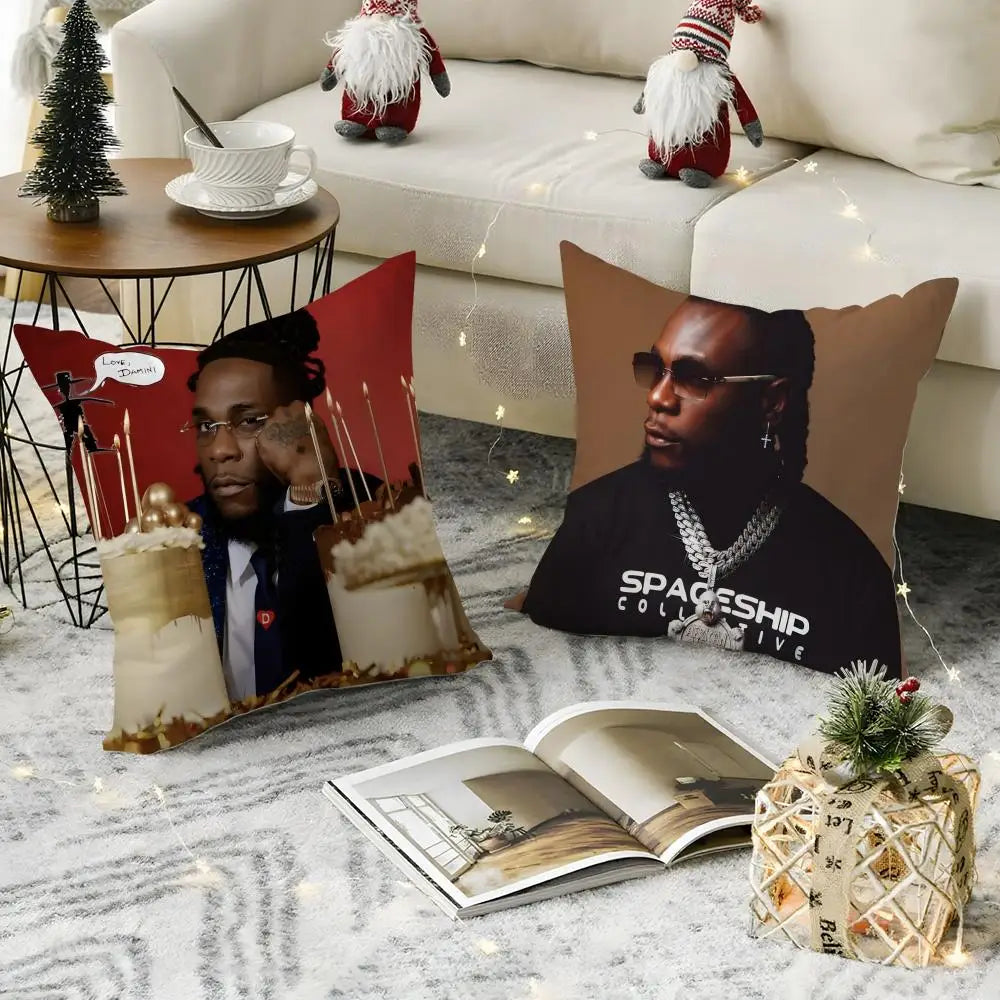 Burna Boy Linen Cushion Cover | Breathable Pillowcase Hidden Zip Decorative Pillow Cover Axl
