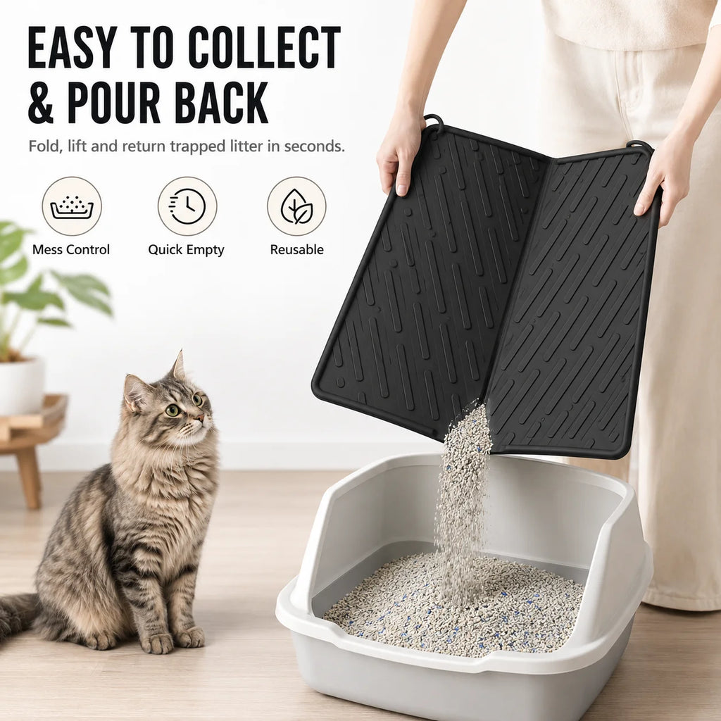 Extra Large Silicone Cat Litter Mat – Foldable & Waterproof Cat Litter Mat Axl