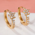 Huitan Dainty Flower Hoop Earrings – Micro Paved CZ Star Hoop Earrings Axl E6175