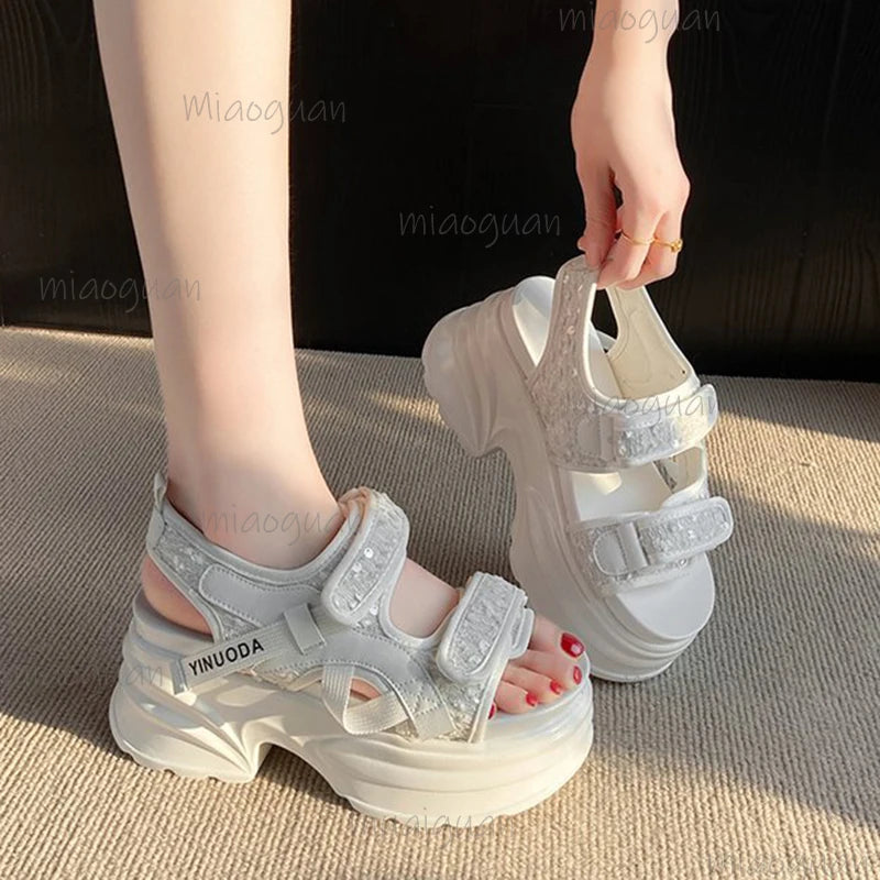 Women's 8CM Platform Wedge Sandals – Peep Toe Gladiator Heels Platform Wedge Sandals Axl