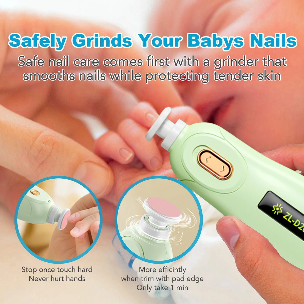 Baby Electric Nail Trimmer – Safe Infant Fingernail Polisher Baby Nail Trimmer Axl