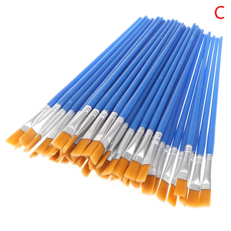 50-Piece Flat Paint Brushes – Nylon Hair Detail Brush Set Paint Brush Set Axl C