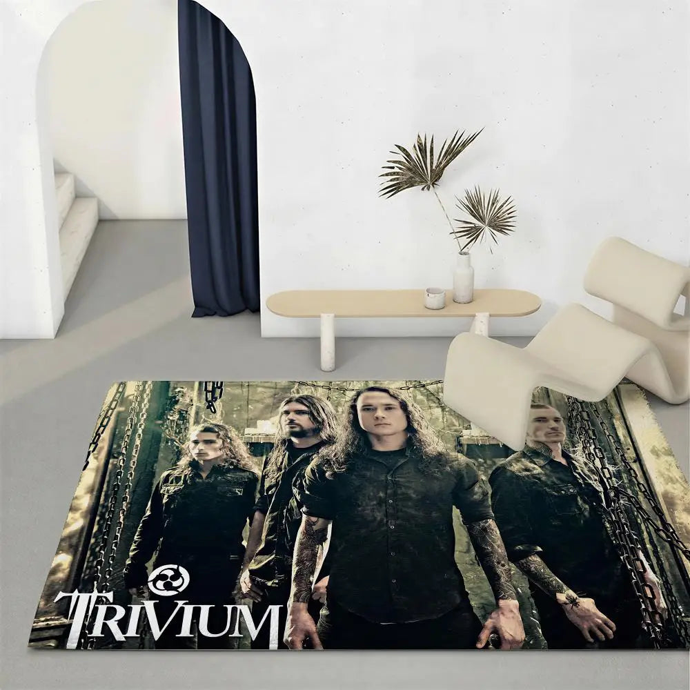 Trivium Band Flannel Floor Mat – Non-Slip Soft Indoor Rug Flannel Floor Mat Axl White4 120x160cm