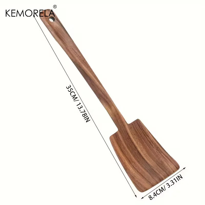 Acacia Wood Spatula for Non-Stick Pans | KEMORELA 1-2 Piece Set Wood Cooking Spatula Axl