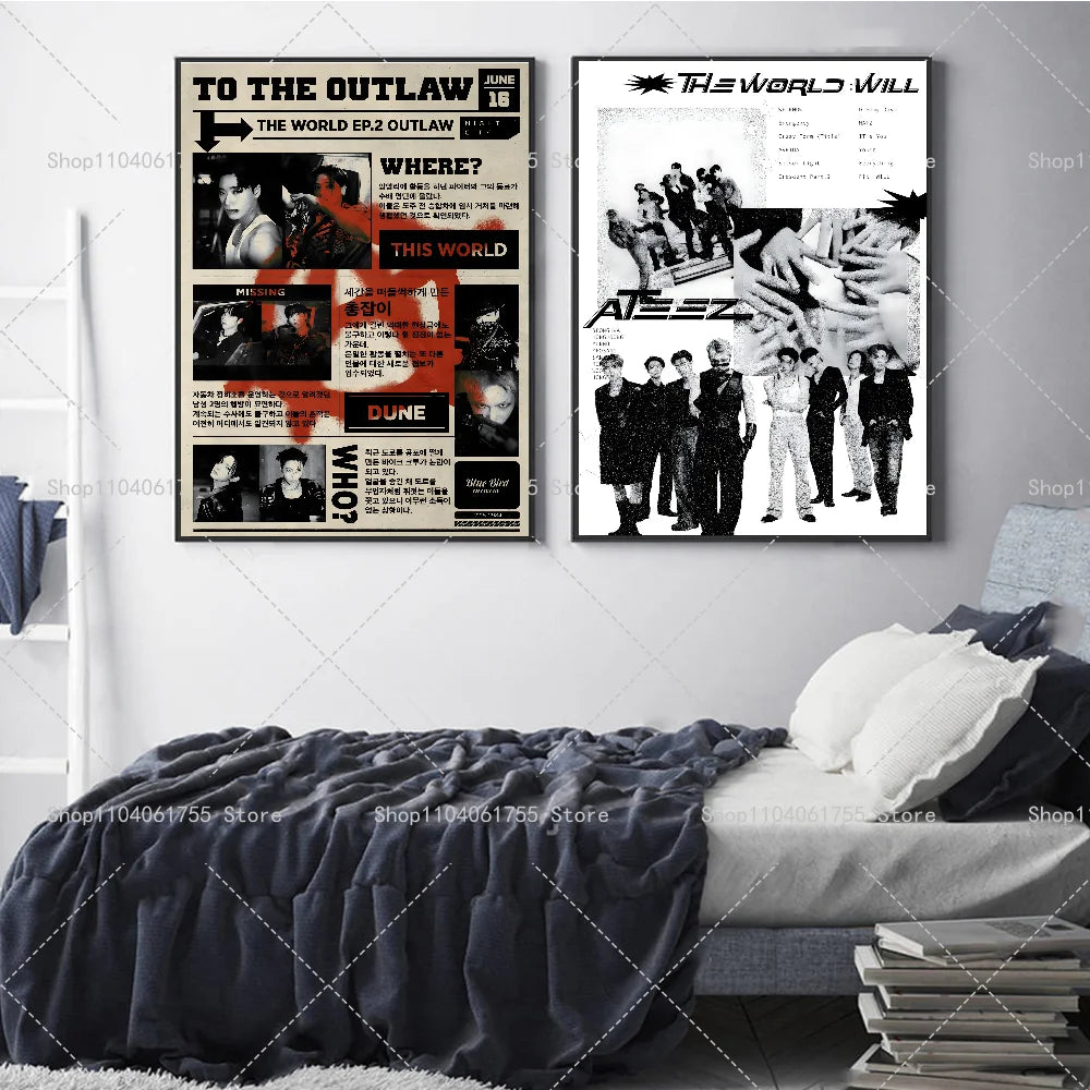 ATEEZ KPOP Wall Poster – Self-Adhesive Waterproof Sticker Wall Art Poster Axl
