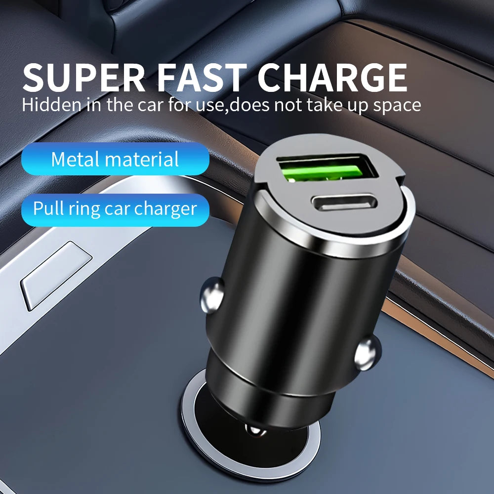Mini Car Charger QC3.0 & PD USB-C Fast Charging | iPhone & Android Car Charger Adapter Axl