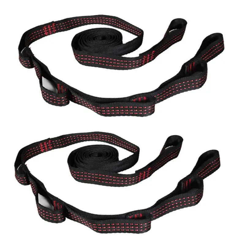 2-Pack Reinforced Hammock Tree Straps – 5-Ring Polyester, 2m Hammock Tree Straps Axl Red 2pcs