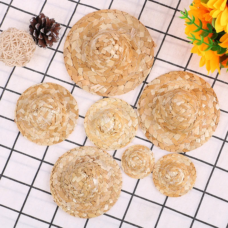 2pcs Mini Hand-Woven Straw Hats – Doll & DIY Craft Accessories Doll Accessories Axl