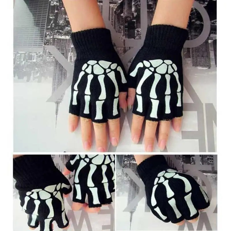 Halloween Skeleton Claw Fingerless Gloves – Kids & Adults Costume Gloves Axl